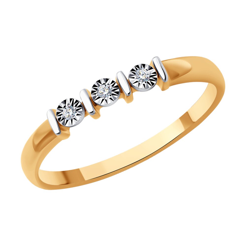 

Кольцо из комбинированного золота р. 18 Diamant 51-210-01992-1, бриллиант, 51-210-01992-1