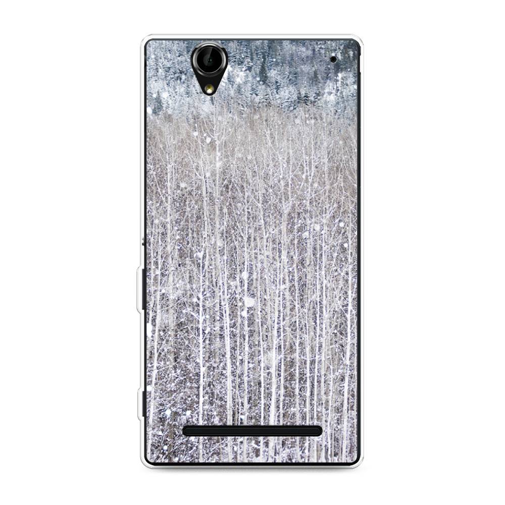 

Чехол на Sony Xperia T2 Ultra "Снежный лес", Бежевый;серый;белый, 50950-5