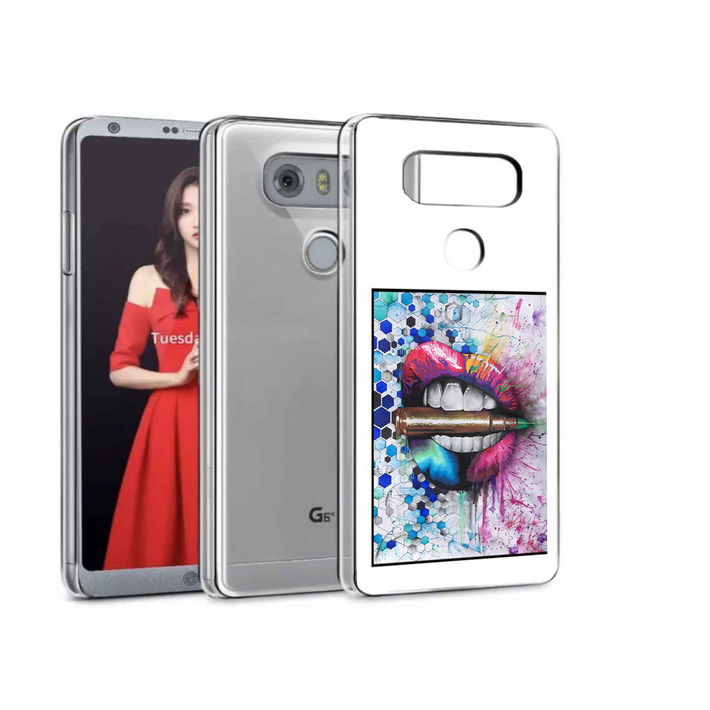 

Чехол MyPads Tocco для LG G5 разноцветные губы с пулей, Прозрачный, Tocco