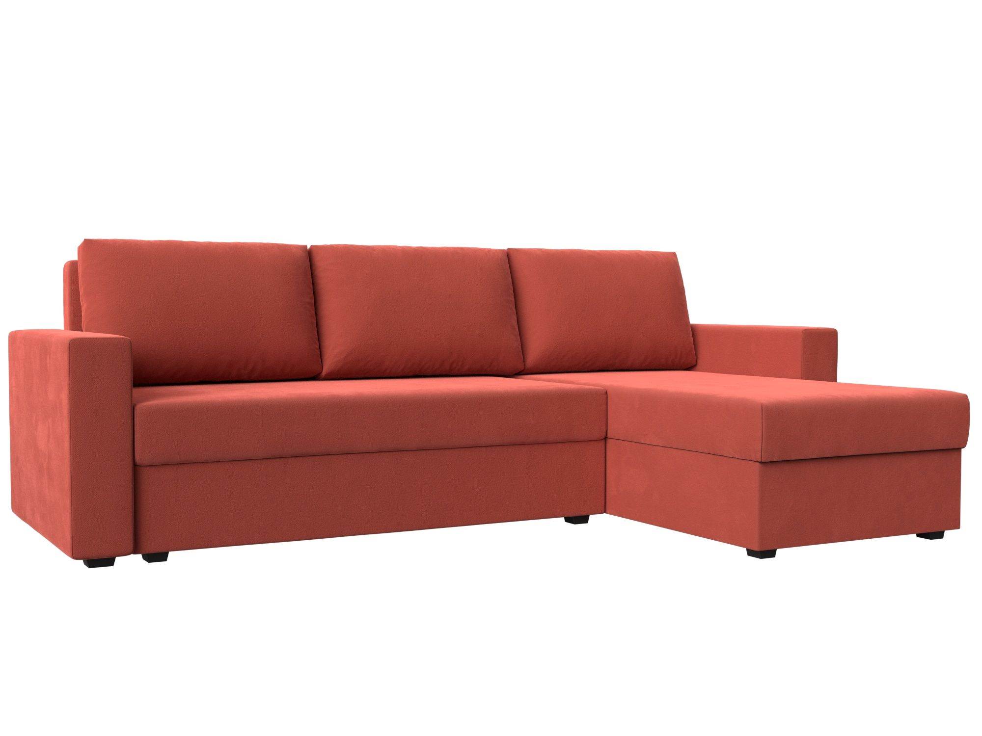 

Угловой диван Траумберг Лайт правый микровельвет коралловый, Угловой диван Траумберг Лайт правый угол