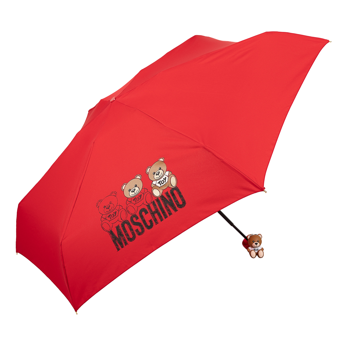 фото Зонт складной женский механический moschino 8061-superminic bear scribbles, красный