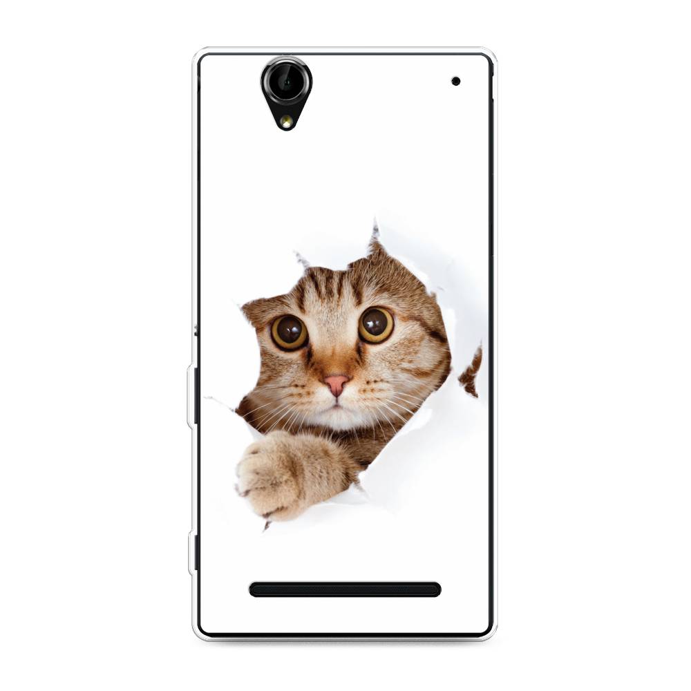 

Чехол на Sony Xperia T2 Ultra "Кот и бумага", Белый;коричневый, 50950-1