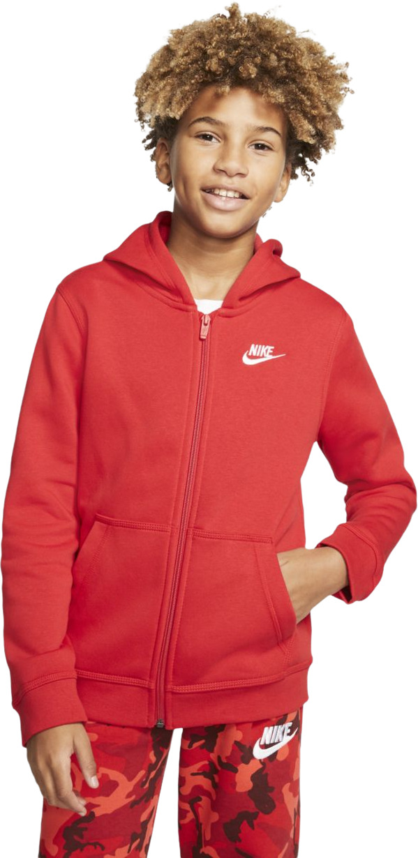 фото Толстовка детская nike sportswear full-zip hoodie цв.красный р.146