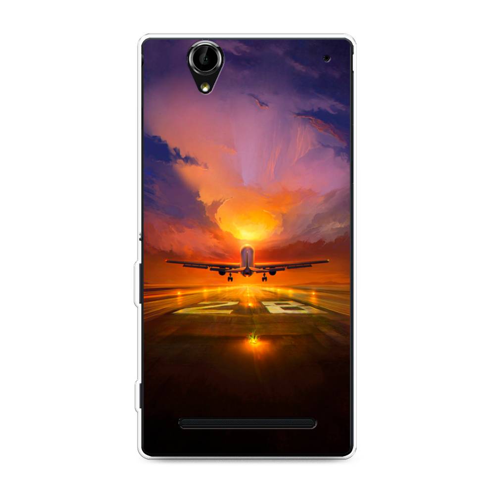 

Чехол на Sony Xperia T2 Ultra "Самолет на посадке", Оранжевый;синий, 50950-6