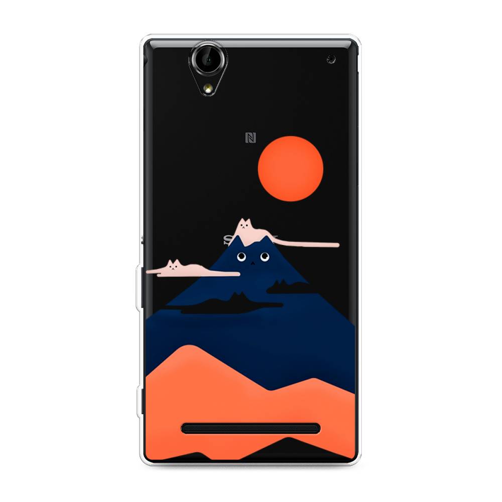 

Чехол на Sony Xperia T2 Ultra "Кот-гора", Черный;оранжевый, 50950-4