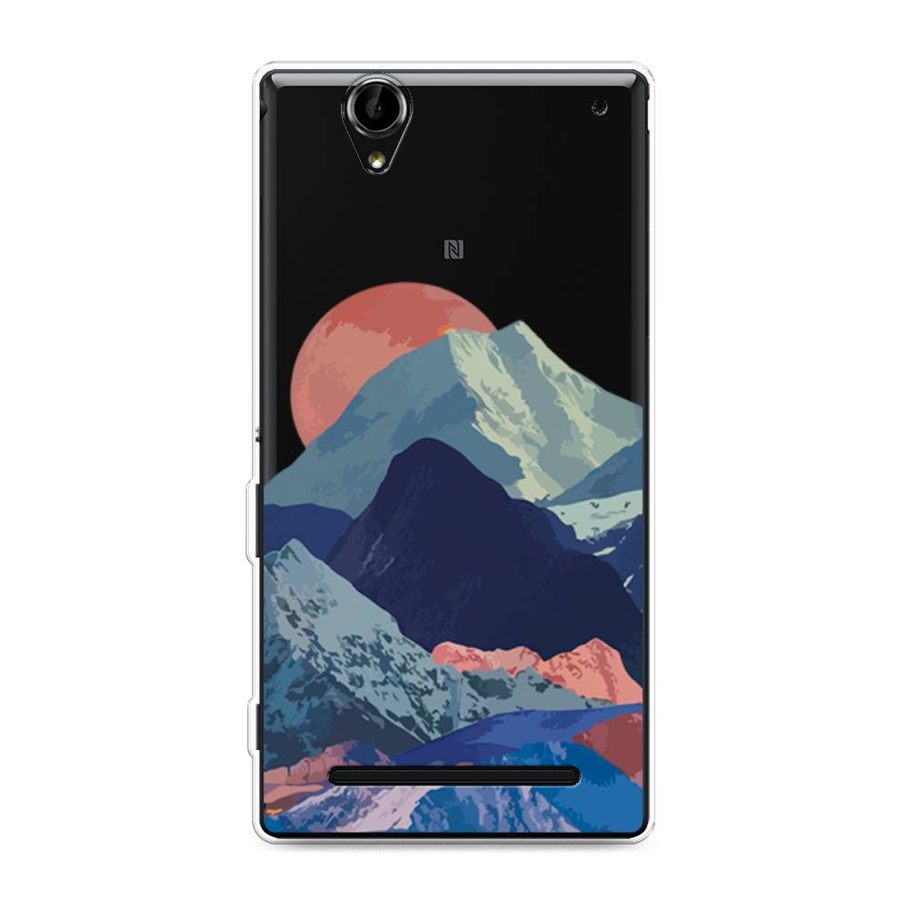 

Чехол на Sony Xperia T2 Ultra "Закат в снежных горах", Красный;серый;голубой, 50950-2