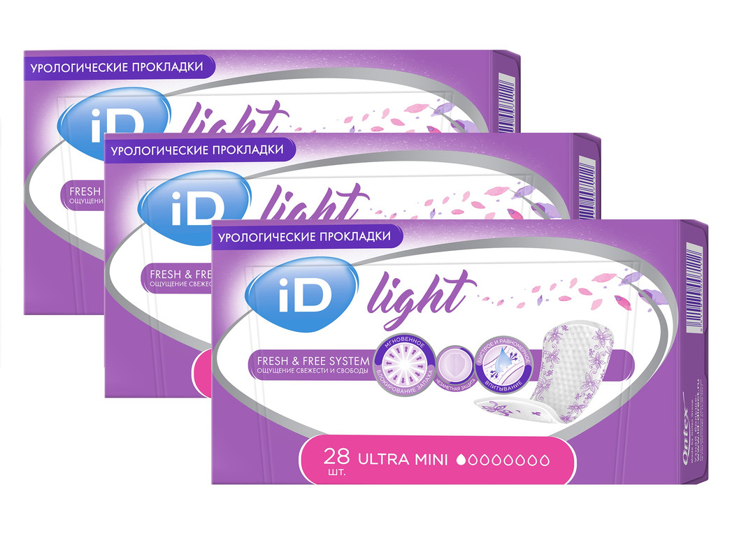 Купить Урологические прокладки iD Light Ultra Mini 28 шт. 3 уп.