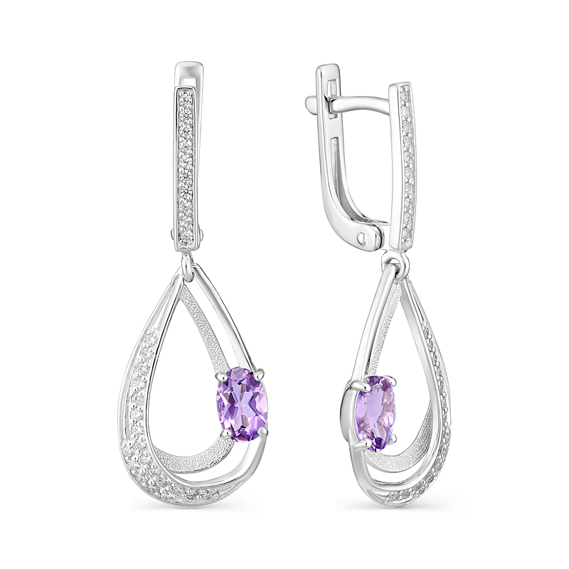 

Серьги женские из серебра АЛЬКОР 02-0759/00АМ-00 фианит/аметист, 02-0759/00АМ-00