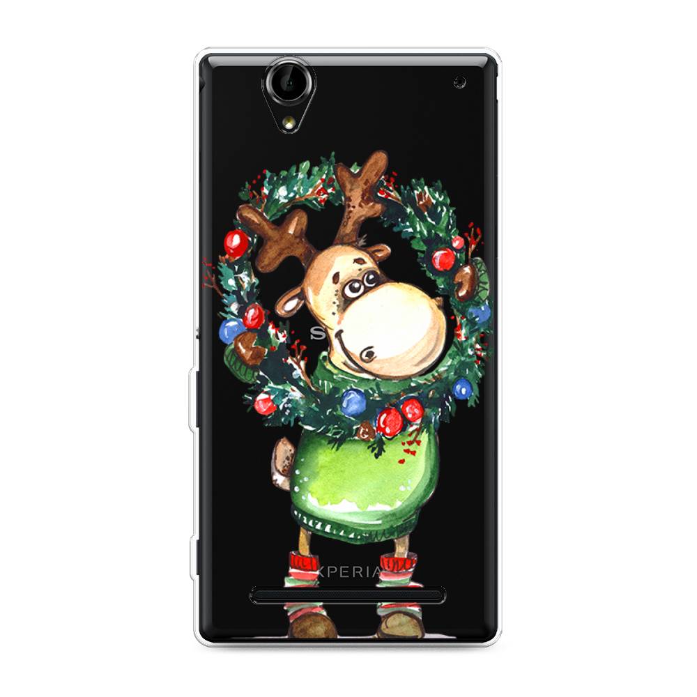 

Чехол на Sony Xperia T2 Ultra "Олень с новогодним венком", 50950-4