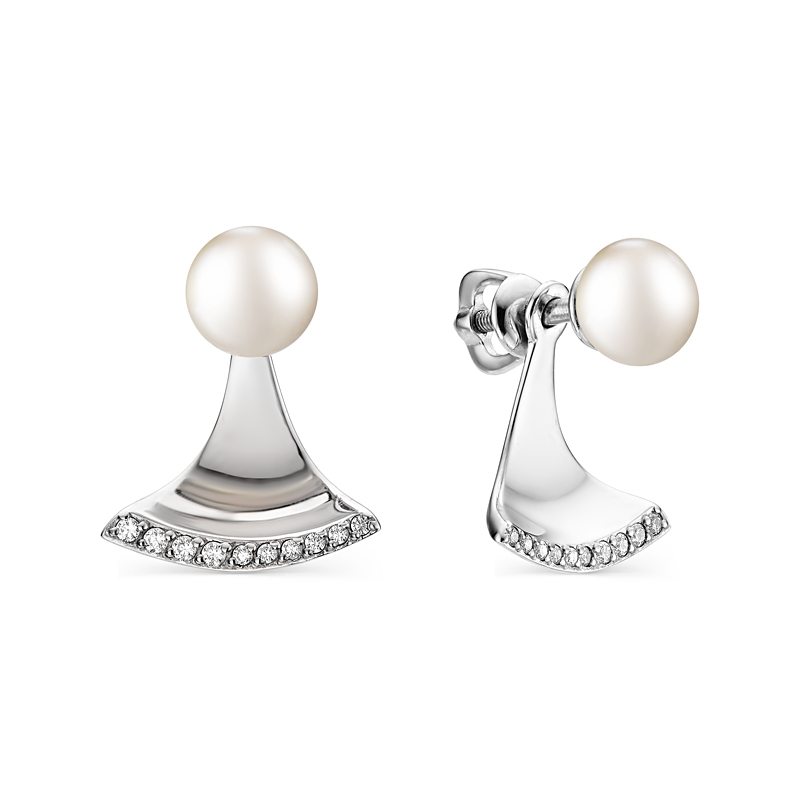 

Серьги женские из серебра АЛЬКОР 02-0708/00ЖБ-00 фианит/жемчуг, 02-0708/00ЖБ-00