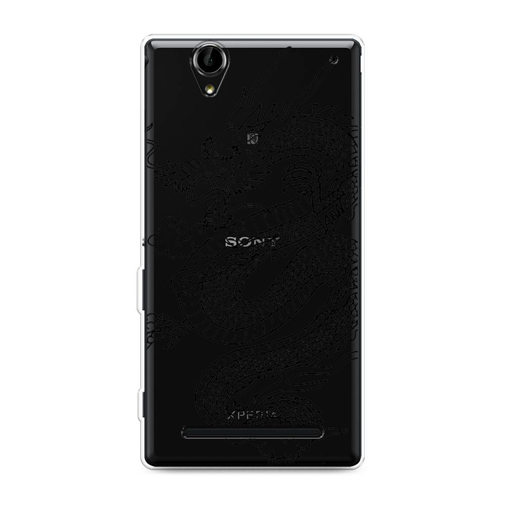 

Чехол на Sony Xperia T2 Ultra "Большой китайский дракон", Черный;серый, 50950-1