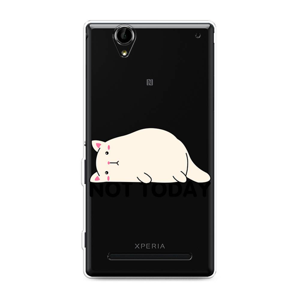 

Чехол на Sony Xperia T2 Ultra "Cat not today", Белый;розовый;черный, 50950-1