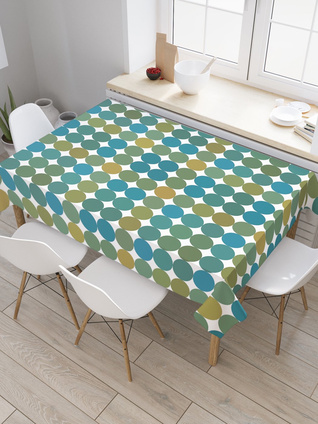 

Скатерть прямоугольная JoyArty "Цветной горох темных оттенков" из сатена, 180x145 см, Цветной горох темных оттенков