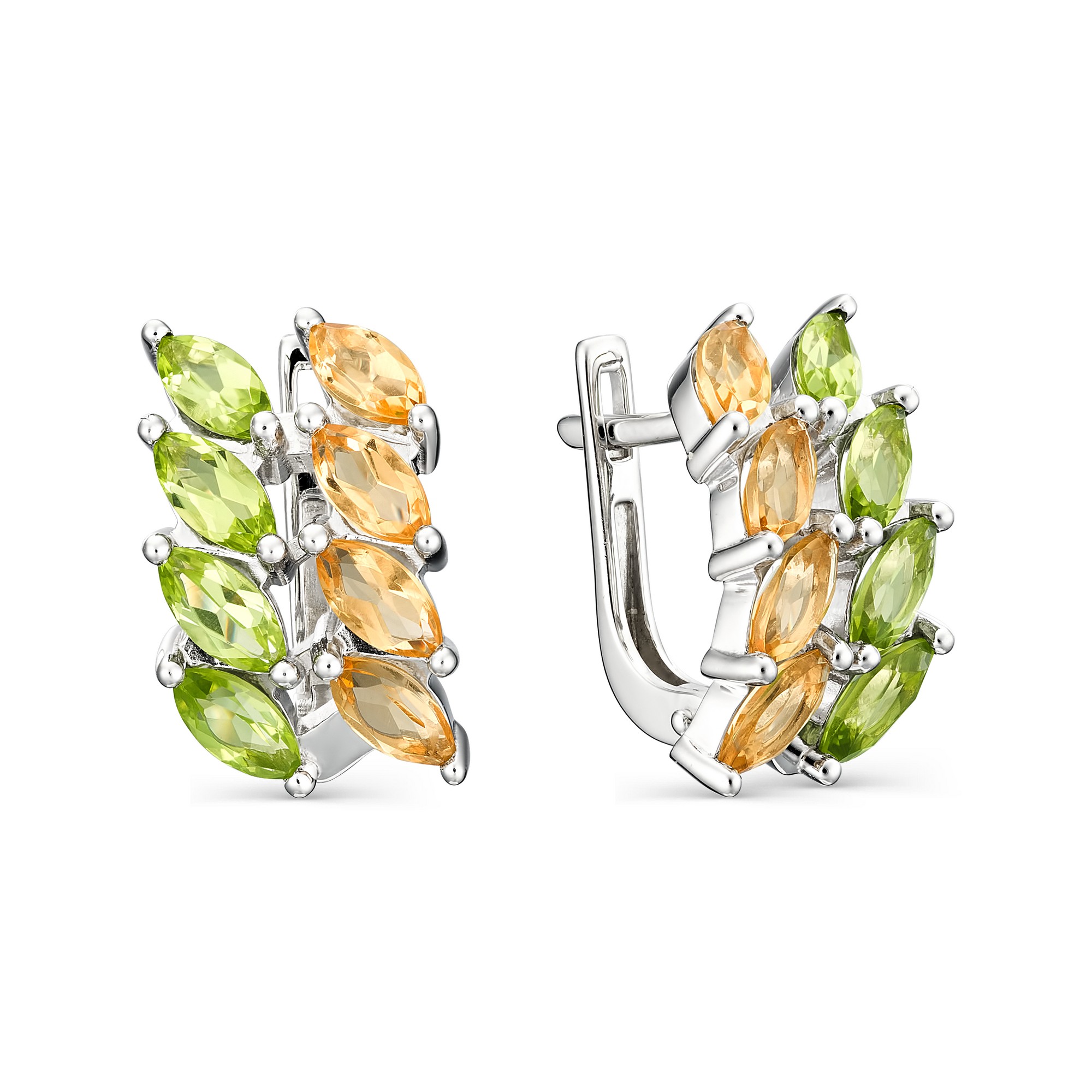 

Серьги женские из серебра АЛЬКОР 02-0836/00М2-00 цитрин/хризолит, 02-0836/00М2-00