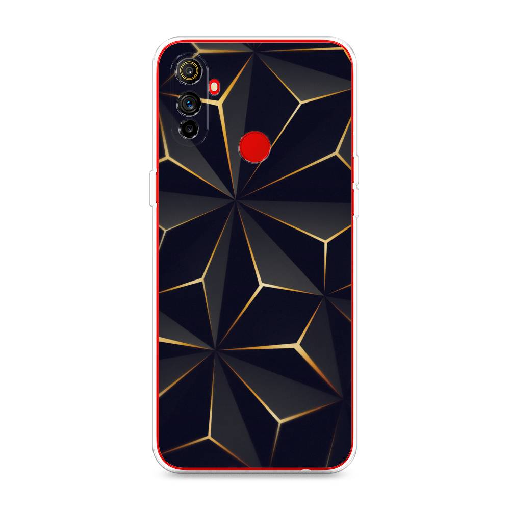 

Чехол на Realme C3 "Черные полигоны", Золотистый;черный, 253050-3