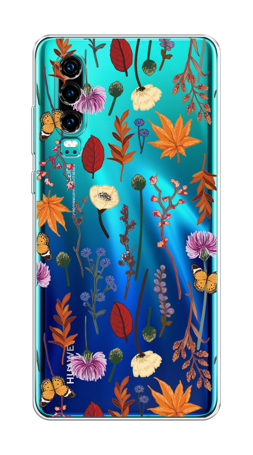 

Чехол на Huawei P30 "Orange Purple flowers", Оранжевый;красный;розовый;желтый;прозрачный, 68550-1