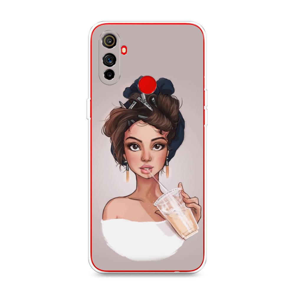 

Чехол на Realme C3 "Девушка с фраппе", Серый, 253050-6