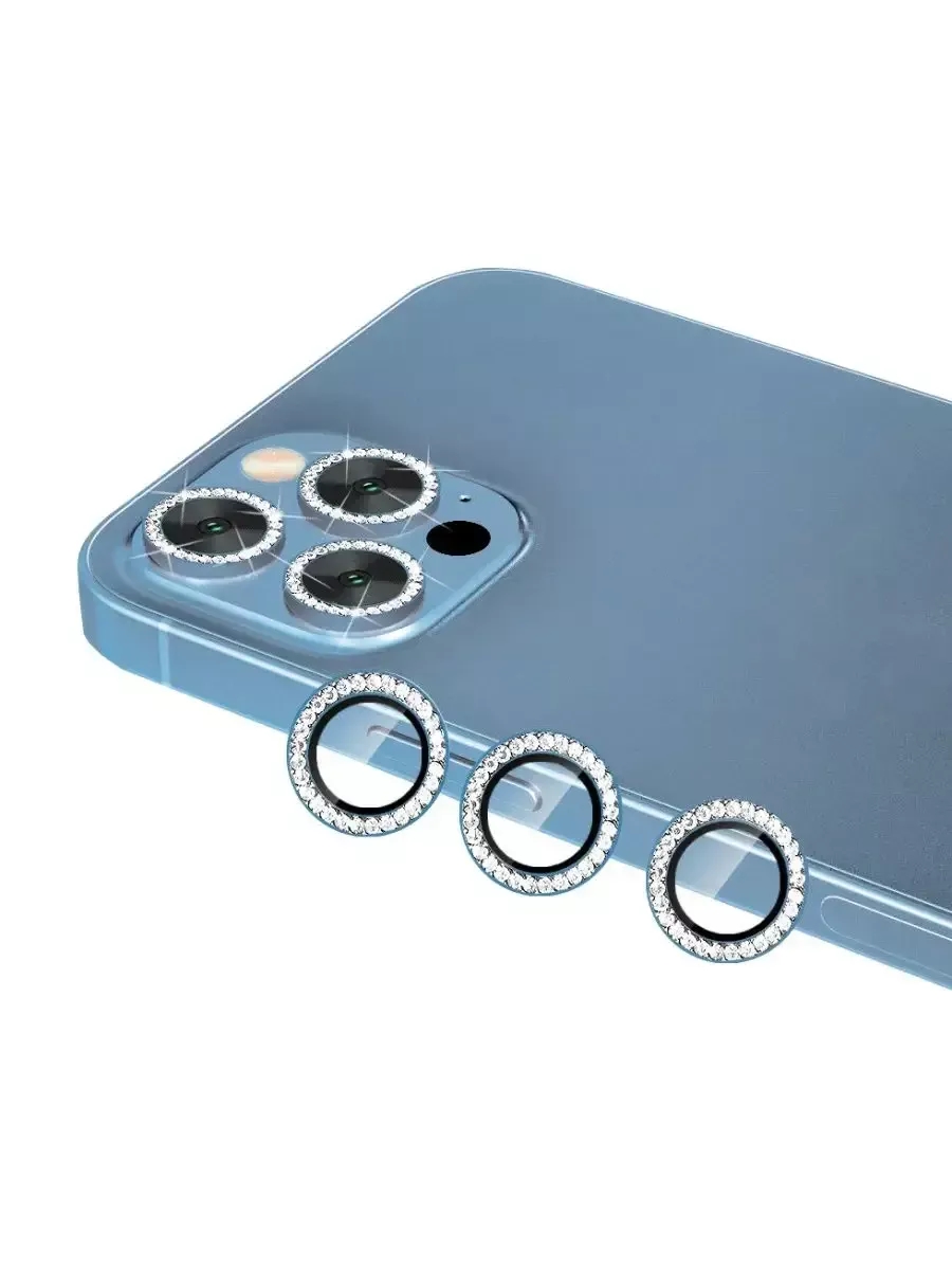 

Стекло линзы на камеру с стразами на iPhone 11 Pro, Pro Max Синий