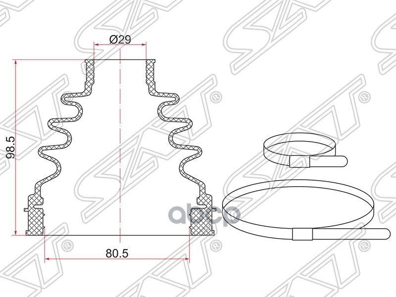 фото Пыльник шруса внутренний fr rh nissan x-trail t31 m9r/toyota hilux 50/60 06-12 (2 хомута. sat