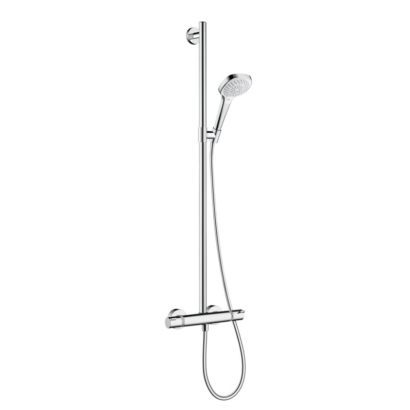 фото Смеситель для душа hansgrohe croma select e 27248400 с термостатом хром белый