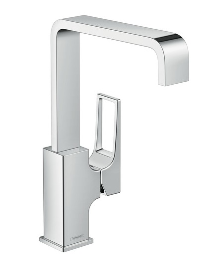 фото 74511000 metropol смеситель для раковины 230,, с рукояткой-петлей, push-open hansgrohe