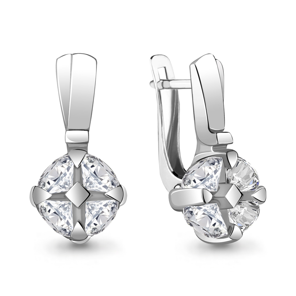 

Серьги из серебра с фианитом Aquamarine 48127А_925_р, 48127А_925_р
