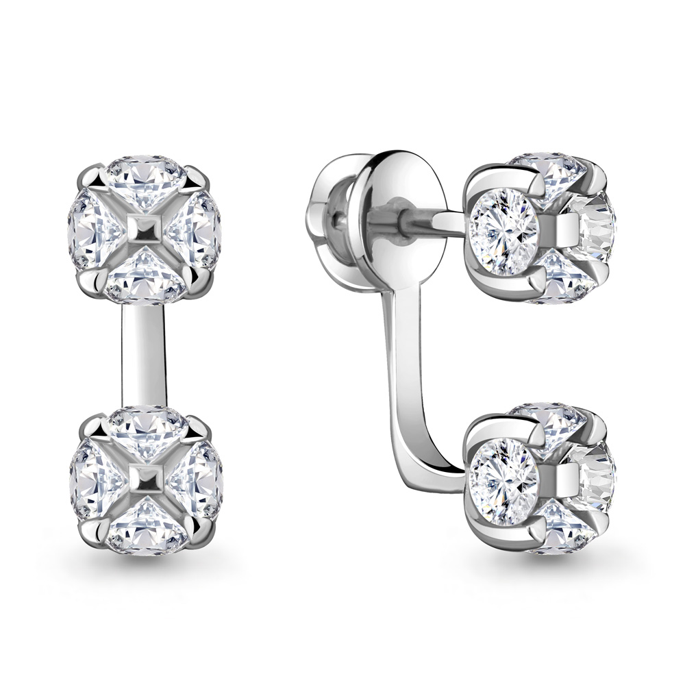 

Серьги джекеты из серебра с фианитом Aquamarine 48128А_925_р, 48128А_925_р