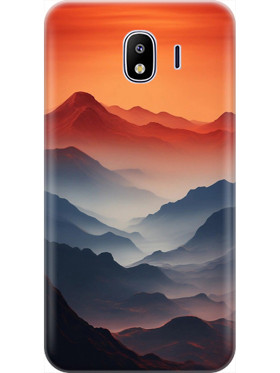 

Силиконовый чехол на Samsung Galaxy J4 (2018) с принтом "Луна над горами", Прозрачный;оранжевый;черный, 718358910