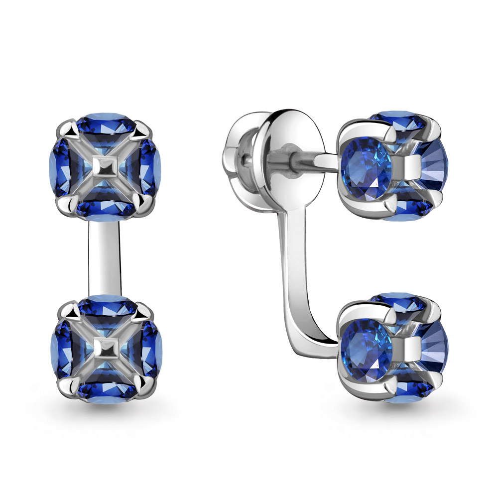 

Серьги джекеты из серебра с сапфиром искусственным Aquamarine 48128Б_925_р, 48128Б_925_р