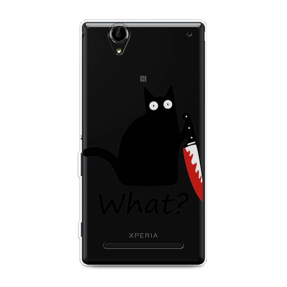 

Чехол на Sony Xperia T2 Ultra "Котик с ножом", Черный;красный, 50950-6