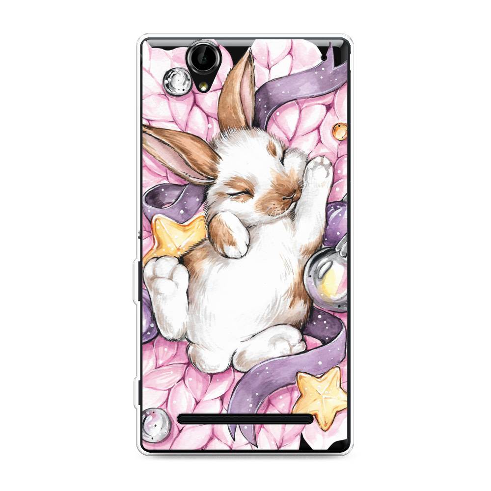 

Чехол на Sony Xperia T2 Ultra "Кролик спит", Розовый;белый, 50950-5