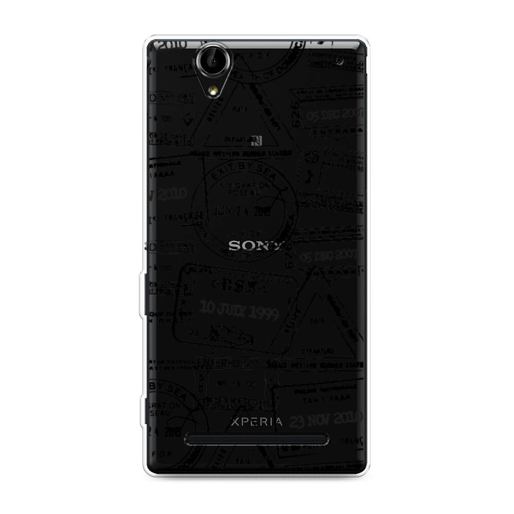 

Чехол на Sony Xperia T2 Ultra "Visa stamps 2", Белый;черный;серый, 50950-2