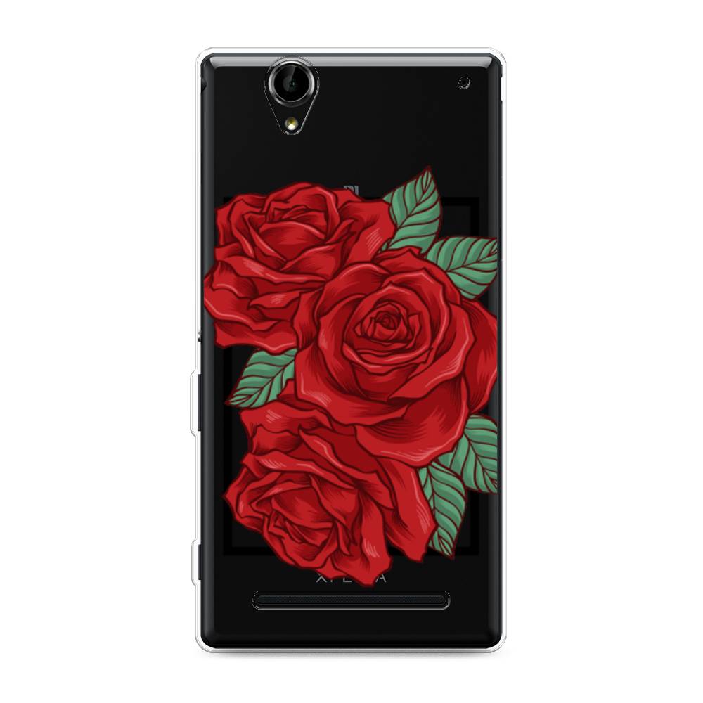 

Чехол на Sony Xperia T2 Ultra "Три алые розы", Красный, 50950-2