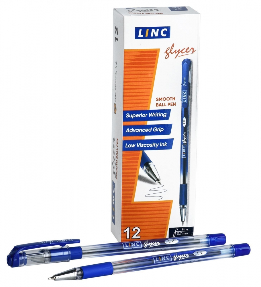 

Ручка шариковая Linc Glycer цвет синий 0,7 мм 12 шт, 1300RF/blue.608101