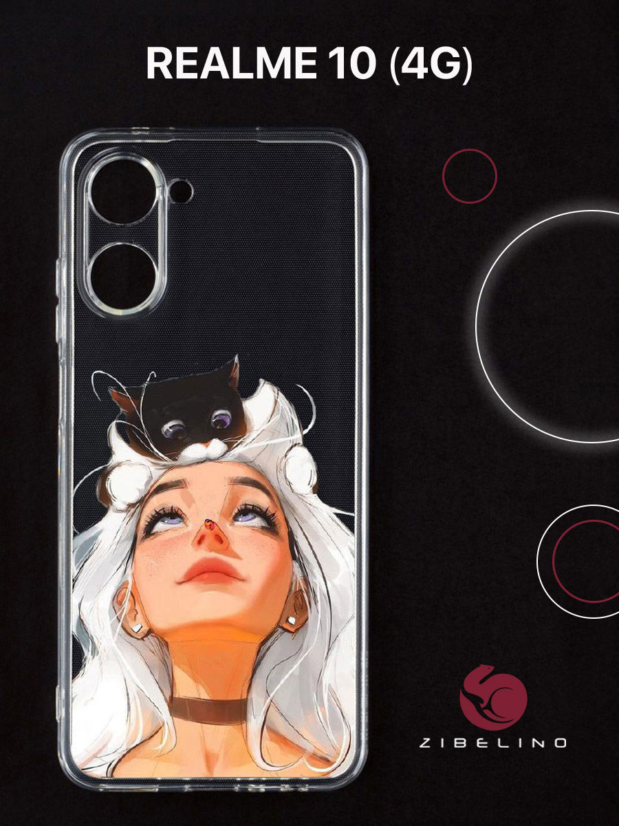 

Чехол для realme 10 прозрачный с рисунком, с защитой камеры, с принтом находка кота, ZUTCP-RLM-10