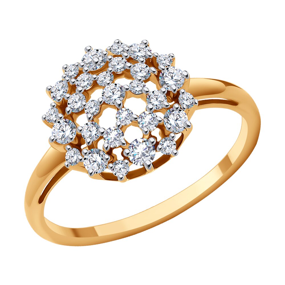 Кольцо из красного золота р. 19 Diamant 51-110-01949-1, фианит