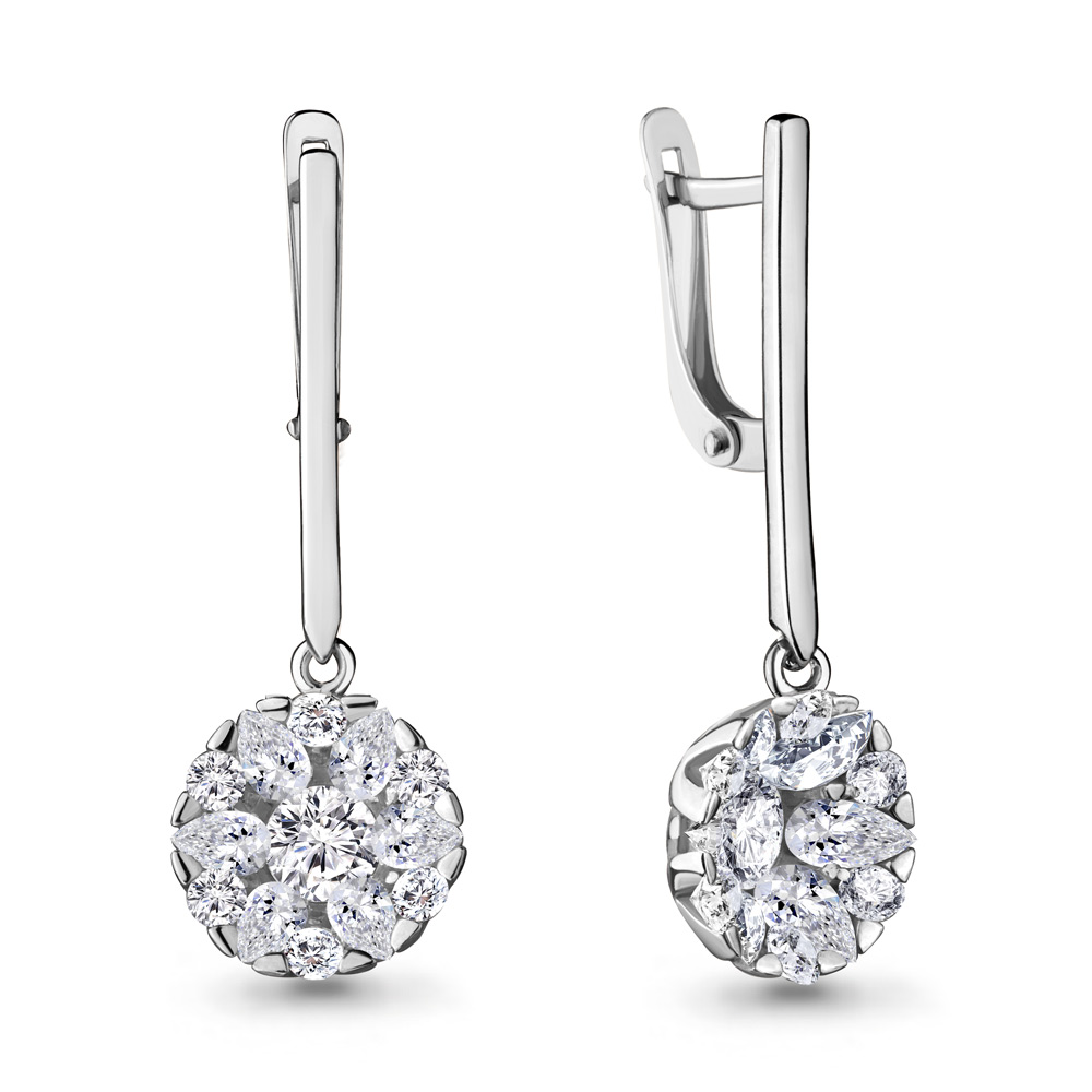 

Серьги подвески из серебра с фианитом Aquamarine 48130А_925_р, 48130А_925_р