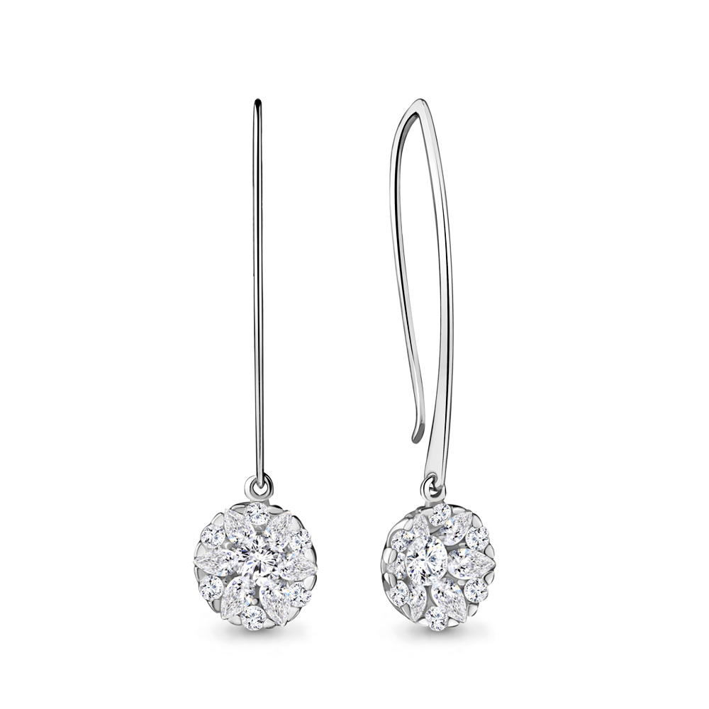 

Серьги подвески из серебра с фианитом Aquamarine 48131А_925_р, 48131А_925_р