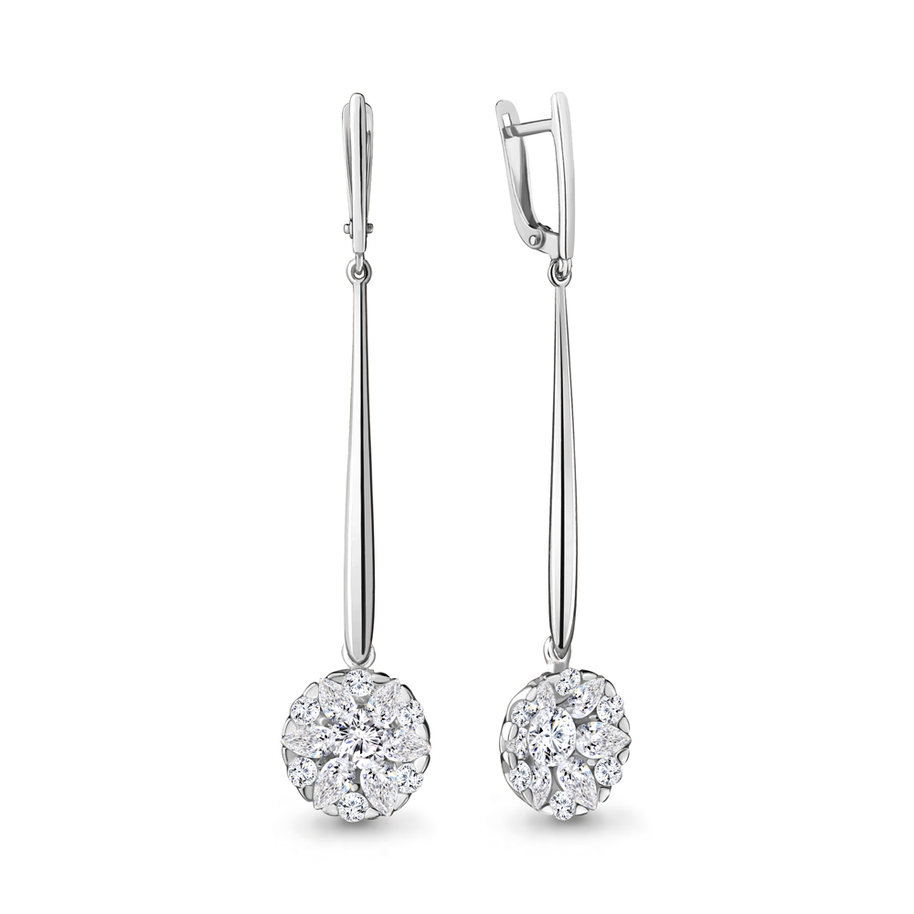 

Серьги подвески из серебра с фианитом Aquamarine 48132А_925_р, 48132А_925_р