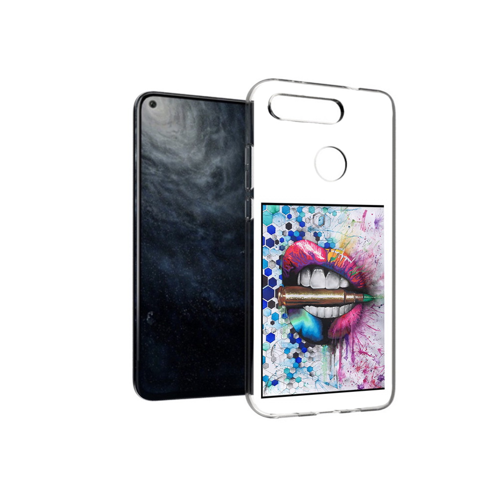 

Чехол MyPads Tocco для Huawei Honor 20 разноцветные губы с пулей, Прозрачный, Tocco