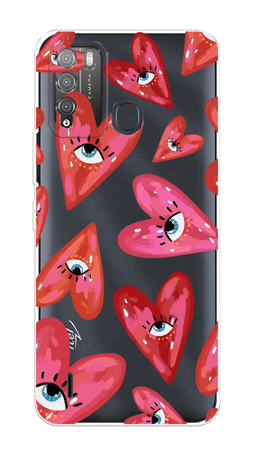 

Чехол на Itel Vision 1 Pro "Сердечки с глазами", Коричневый;красный;розовый, 3200350-1