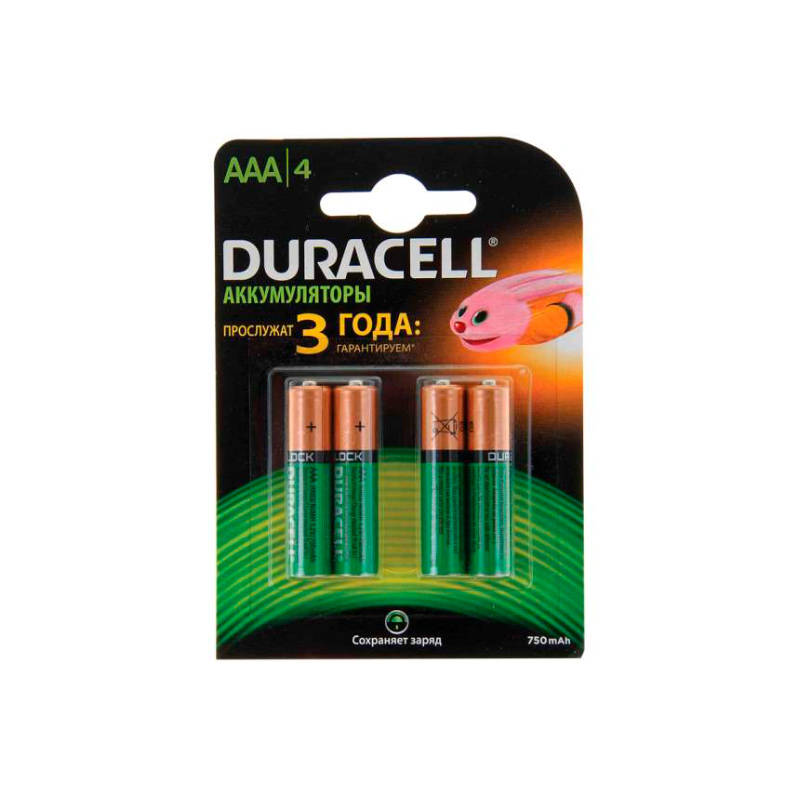 фото Аккумуляторы duracell 750mah ааa, 4 шт