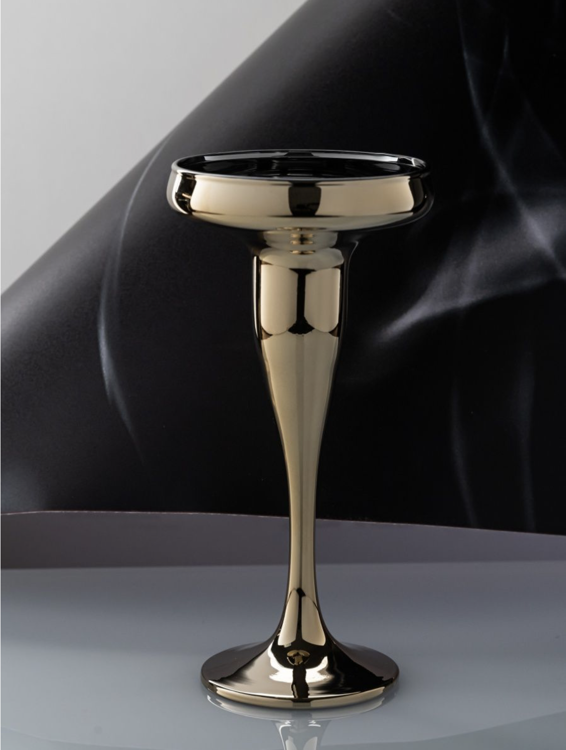 Подсвечник стеклянный высокий на ножке золотые ONIX