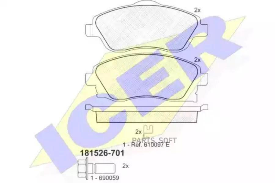 

Колодки Передние Opel Combo/Corsa C Icer 181526-701 Icer арт. 181526-701