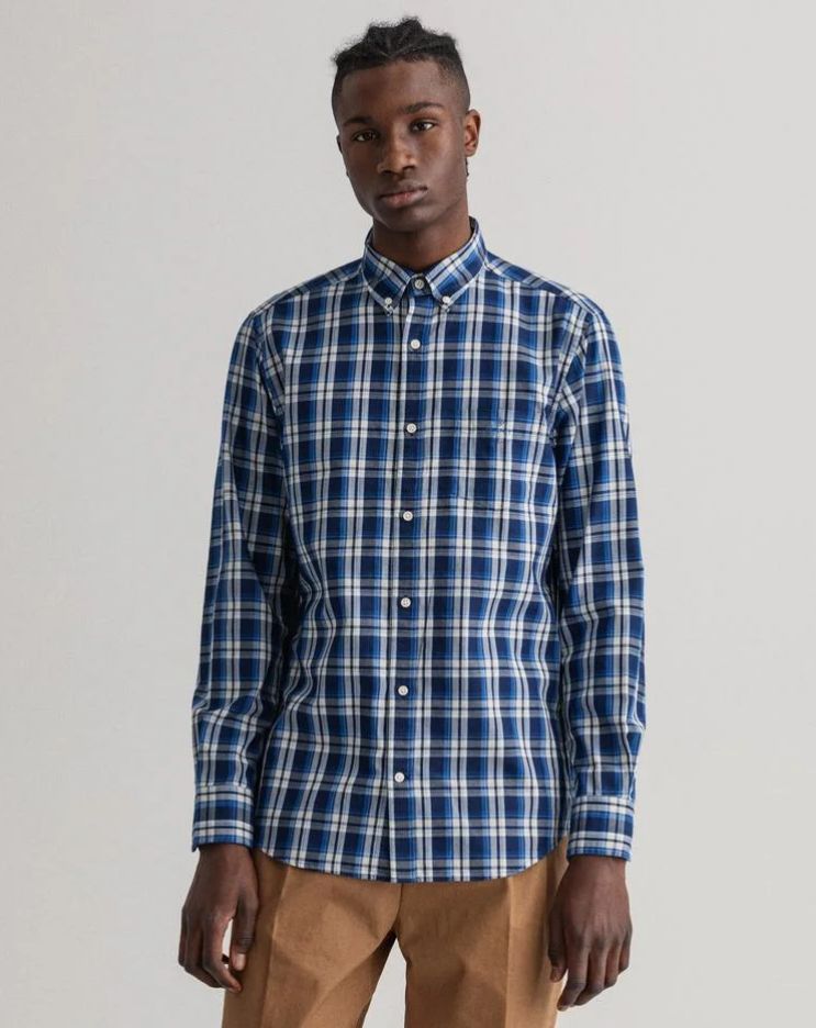 

Рубашка мужская GANT 3037630 синяя S, Синий, 3037630