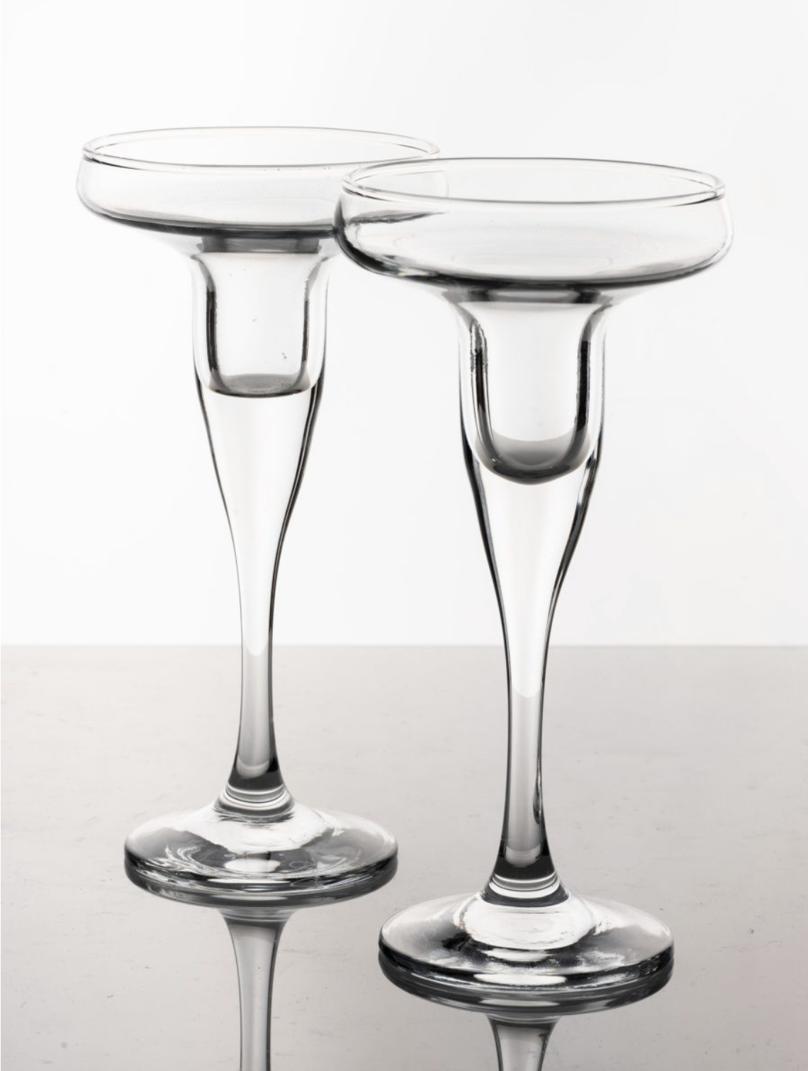 Подсвечник стеклянный высокий на ножке 2шт прозрачные ONIX