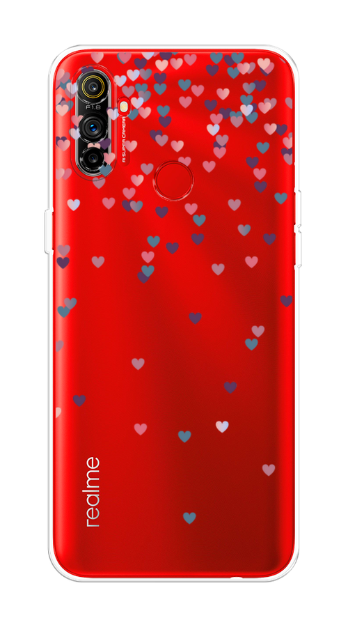 

Чехол на Realme C3 "Посыпка сердечки", Розовый;фиолетовый, 253050-3