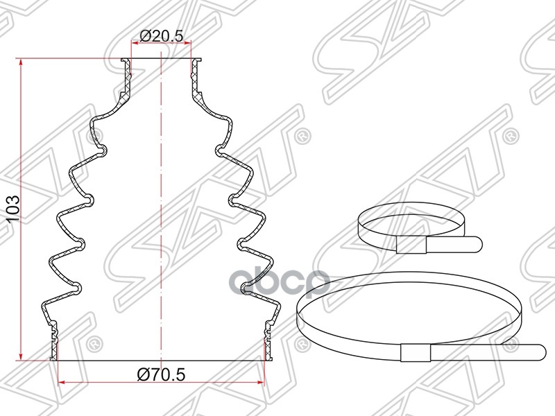 фото Пыльник шруса наружный fr toyota camry asv50/ mmc asx 10- 1,6 (2 хомута. термопластик) sat