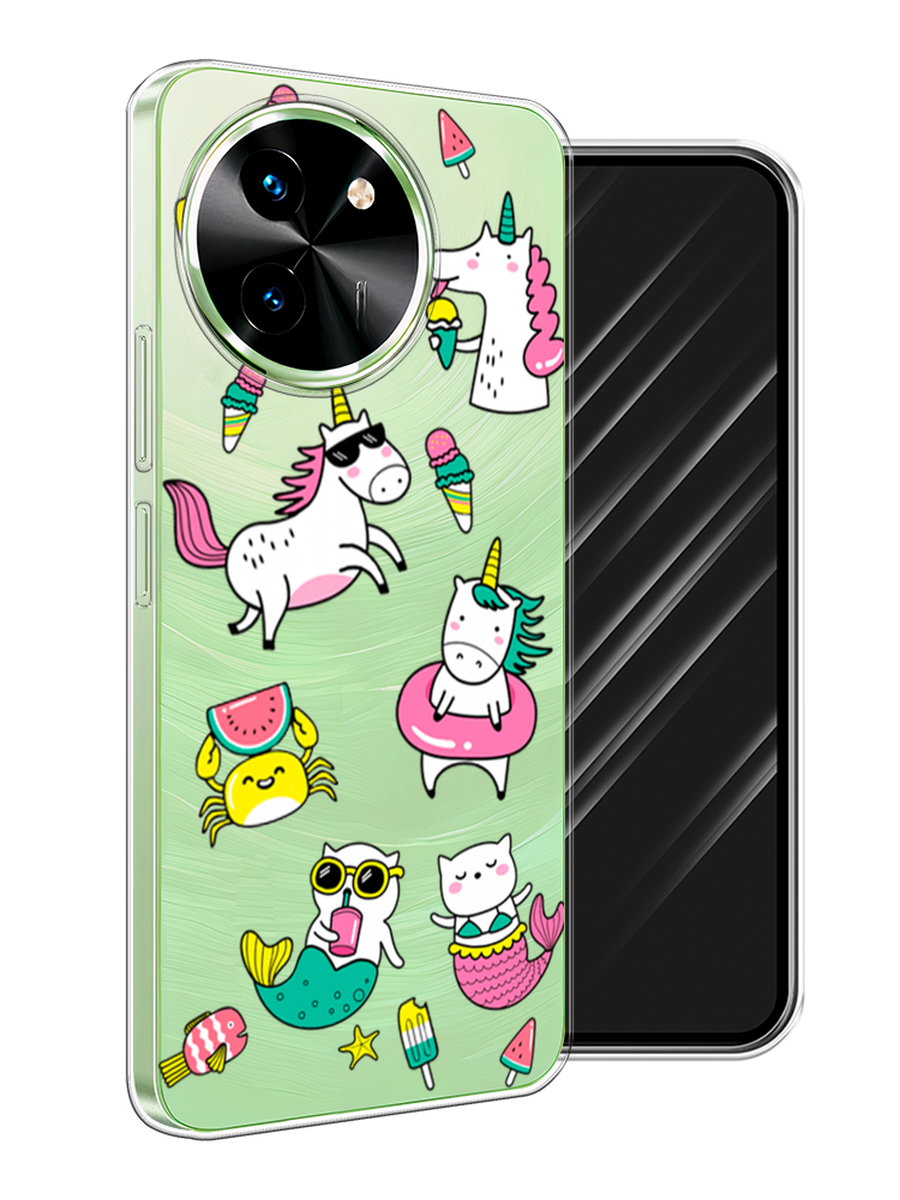 

Чехол Awog на Vivo T3x/Y38 5G "На отдыхе", Белый;бирюзовый;розовый, 2610750-1