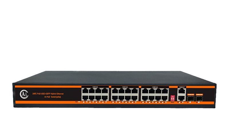 

ND-P2422G-AI - 24 PoE 10/100Mbps+2 LAN 100/1000Mbps+2 SFP 100/1000M 24-х канальный свитч, ND-P2422G-AI